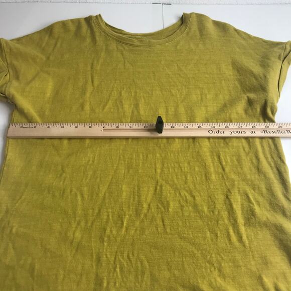 LOFT Top Womens Small Yellow Green Short Sleeve 100% Slub Cotton Terry Knit - Picture 7 of 10